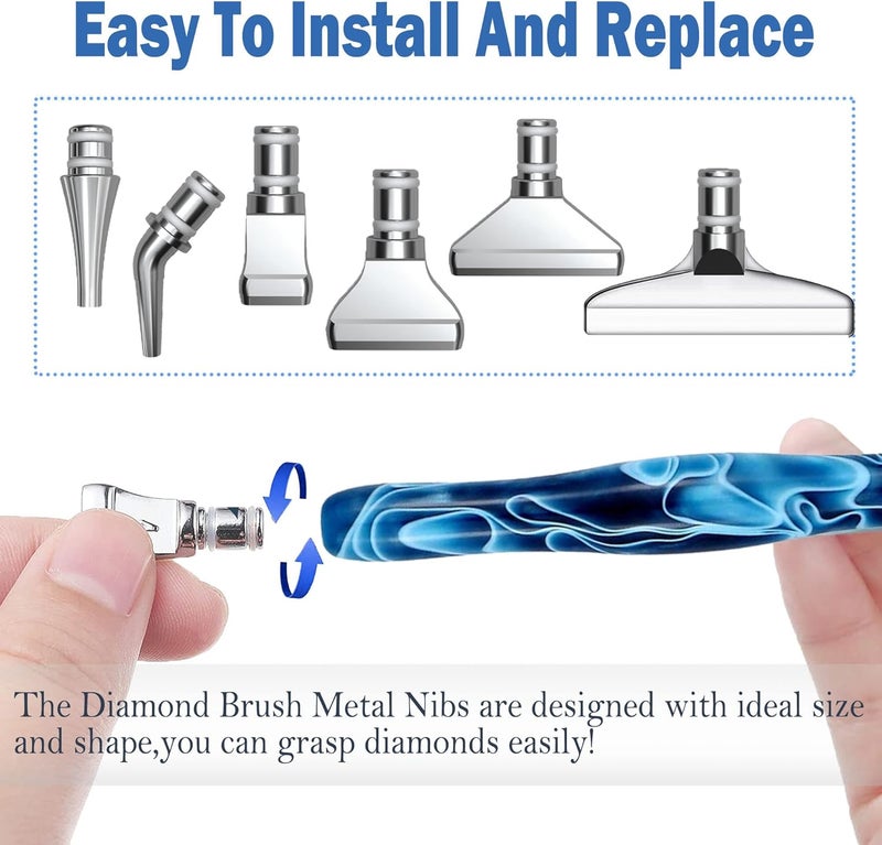 Heyseri Diamond Art Painting Pens, Ergonomic Diamond Painting Drill Pens Tools Accessories, Gem Art Pen Tools with Metal Tips for 5D Craft Nail (Blue) - Image 5